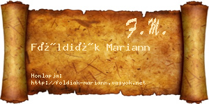 Földiák Mariann névjegykártya